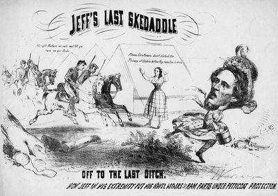 أعلاه: جيفس سكيداليد ، أدناه: قبالة إلى الخندق الأخير: كيف وضع جيف في أقصى حد له شؤون السرة وأجزاء الكبش تحت حماية ثوب نسائي ، c.1865 بواسطة ت. ويلكر